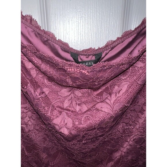 GUESS Bodysuit XXS Dara Off Shoulder Lace Cheeky Top Feminine coquette y2k New - Picture 2 of 10